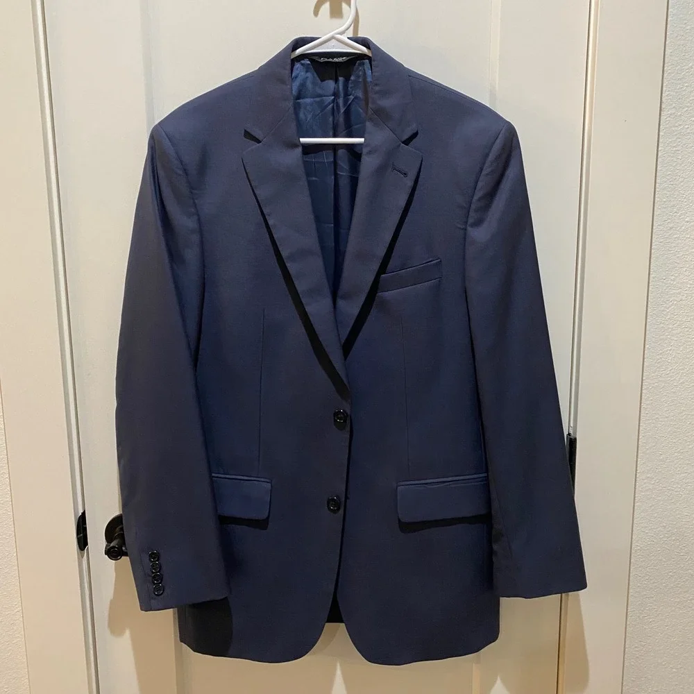 Jos A Bank Mens Navy Blue Two Button Side Vent Suit Jacket Blazer
